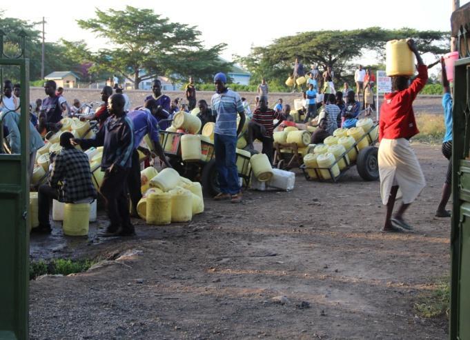 Waterverkoop van borehole in Awasi